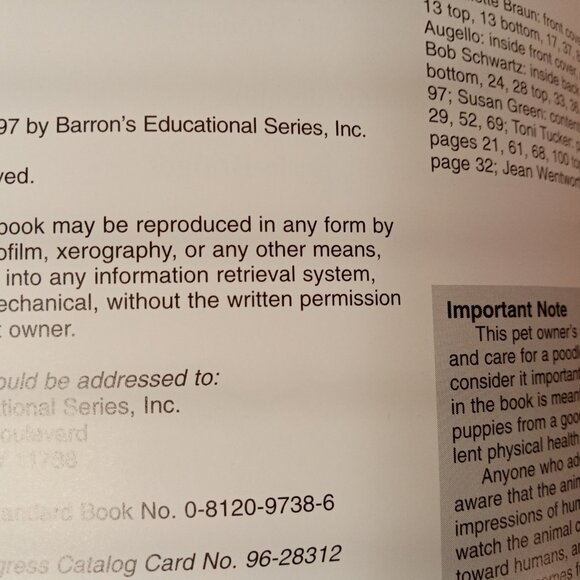 Poodles (Barron's Complete Pet Owner's Manuals) by Joe Stahlkuppe - Picture 4 of 10